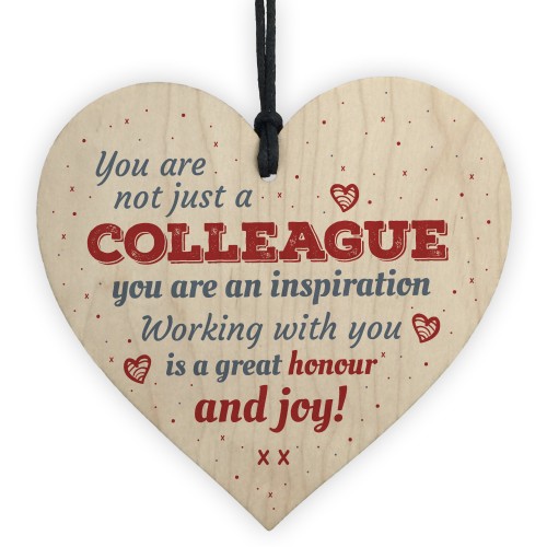 Work Colleague Gift Wood Heart Plaque Sign Friendship Thank You