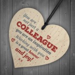 Work Colleague Gift Wood Heart Plaque Sign Friendship Thank You