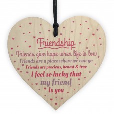 Handmade Friendship Sign Best Friend Plaque Wooden Heart Gift