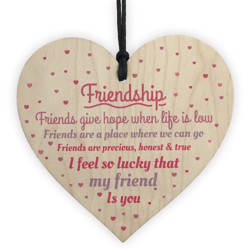 Handmade Friendship Sign Best Friend Plaque Wooden Heart Gift