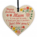 Handmade Happy Birthday Mum Wooden Heart Novelty Birthday Card