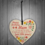 Handmade Happy Birthday Mum Wooden Heart Novelty Birthday Card