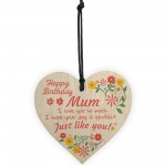 Handmade Happy Birthday Mum Wooden Heart Novelty Birthday Card