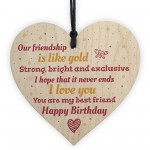 Handmade Happy Birthday Friendship Gift Wood Hanging Heart Sign