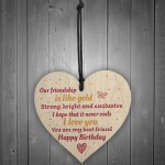 Handmade Happy Birthday Friendship Gift Wood Hanging Heart Sign