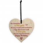 Handmade Happy Birthday Friendship Gift Wood Hanging Heart Sign