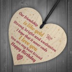 Handmade Happy Birthday Friendship Gift Wood Hanging Heart Sign
