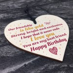 Handmade Happy Birthday Friendship Gift Wood Hanging Heart Sign