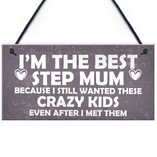 Best Stepmum Crazy Kids Novelty Hanging Plaque Gifts For Mum