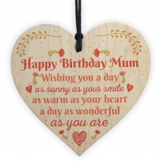 Gift For Her Handmade Happy Birthday Mum Wooden Heart Sign