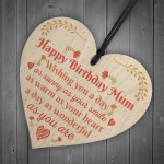 Gift For Her Handmade Happy Birthday Mum Wooden Heart Sign