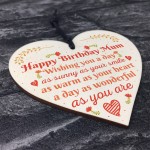 Gift For Her Handmade Happy Birthday Mum Wooden Heart Sign