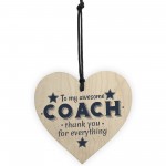Best Football Gymnastics Dance Coach Gift Wooden Heart Thank You