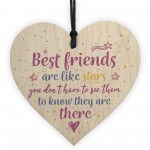 Handmade Best Friends Are Like Stars Wooden Heart Plaque Gift
