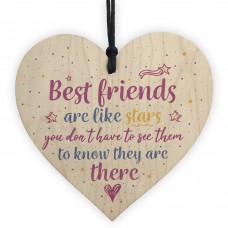 Handmade Best Friends Are Like Stars Wooden Heart Plaque Gift