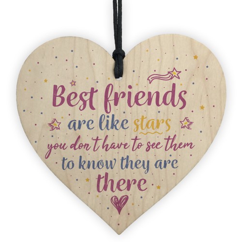 Handmade Best Friends Are Like Stars Wooden Heart Plaque Gift