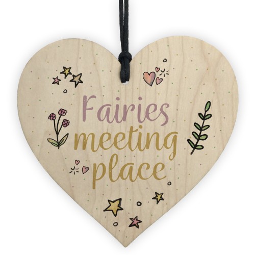 Garden Sign Fairies Meeting Place Wooden Hanging Sign Shed