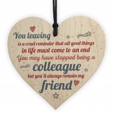Colleague Gift Friendship Friend Wood Heart Plaque Leaving Gift