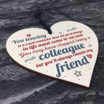 Colleague Gift Friendship Friend Wood Heart Plaque Leaving Gift