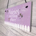 Garden Sign Fairies Meeting Place Hanging Shed SummerHouse 