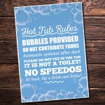 Hot Tub Rules Hanging Garden Shed Plaque Jacuzzi Pool Sign 