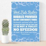Hot Tub Rules Hanging Garden Shed Plaque Jacuzzi Pool Sign 