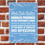 Hot Tub Rules Hanging Garden Shed Plaque Jacuzzi Pool Sign 