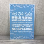 Hot Tub Rules Hanging Garden Shed Plaque Jacuzzi Pool Sign 