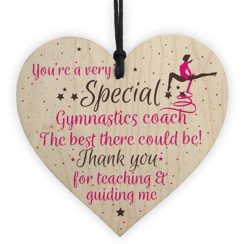 Gymnastics Gymnast Teacher Great Coach Wooden Heart Thank You