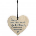 Best of Luck Colleague Wood Heart Leaving Gift New Job Thank you