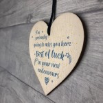 Best of Luck Colleague Wood Heart Leaving Gift New Job Thank you