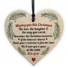 Mum Dad Nan Memorial Gift Wood Heart Christmas Memorial Sign