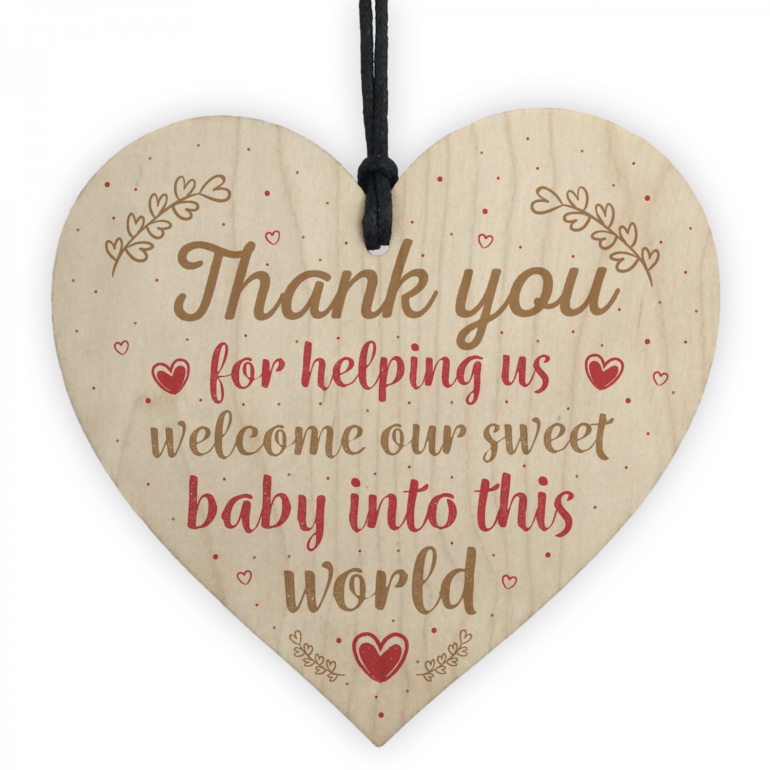 Midwife Nurse Gift Wooden Hanging Heart Plaque Sign Thank You Baby Birth Gift 