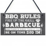 BBQ Rules Garden Wall Plaque Pub Bar Home Sign Man Cave Gift