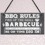 BBQ Rules Garden Wall Plaque Pub Bar Home Sign Man Cave Gift