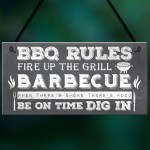 BBQ Rules Garden Wall Plaque Pub Bar Home Sign Man Cave Gift