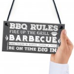 BBQ Rules Garden Wall Plaque Pub Bar Home Sign Man Cave Gift