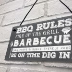 BBQ Rules Garden Wall Plaque Pub Bar Home Sign Man Cave Gift