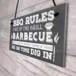 BBQ Rules Garden Wall Plaque Pub Bar Home Sign Man Cave Gift