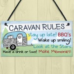 Caravan Rules Novelty Hanging Plaque Outdoor Garden Sign Gift