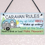 Caravan Rules Novelty Hanging Plaque Outdoor Garden Sign Gift