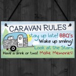 Caravan Rules Novelty Hanging Plaque Outdoor Garden Sign Gift