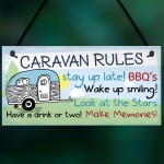 Caravan Rules Novelty Hanging Plaque Outdoor Garden Sign Gift