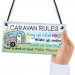 Caravan Rules Novelty Hanging Plaque Outdoor Garden Sign Gift