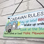 Caravan Rules Novelty Hanging Plaque Outdoor Garden Sign Gift