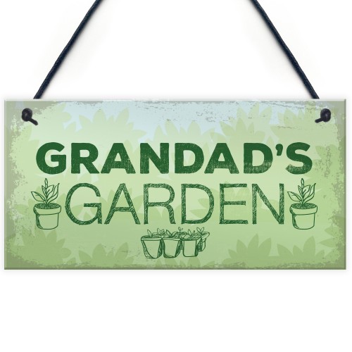 Grandads Garden Hanging Summer House Shed Sign Dad Birthday Gift