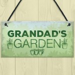 Grandads Garden Hanging Summer House Shed Sign Dad Birthday Gift