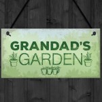 Grandads Garden Hanging Summer House Shed Sign Dad Birthday Gift