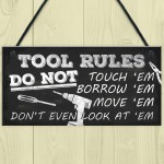 Funny Tool Rules Garage Man Cave Workshop Sign Gift For Him