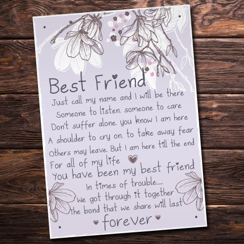 Friendship Gift Best Friend Plaque Sign Thank You Birthday Gifts